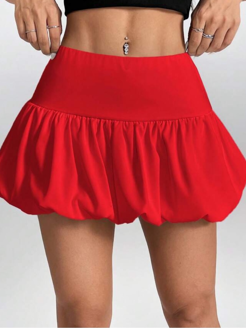 ✨ SHEIN PETITE Red Ruffle Bubble Mini Skirt ❤️🎀 Size S NEW ✨